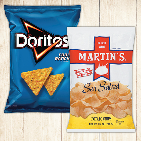 Doritos Tortilla Chips or Martin's Family Size Potato Chips