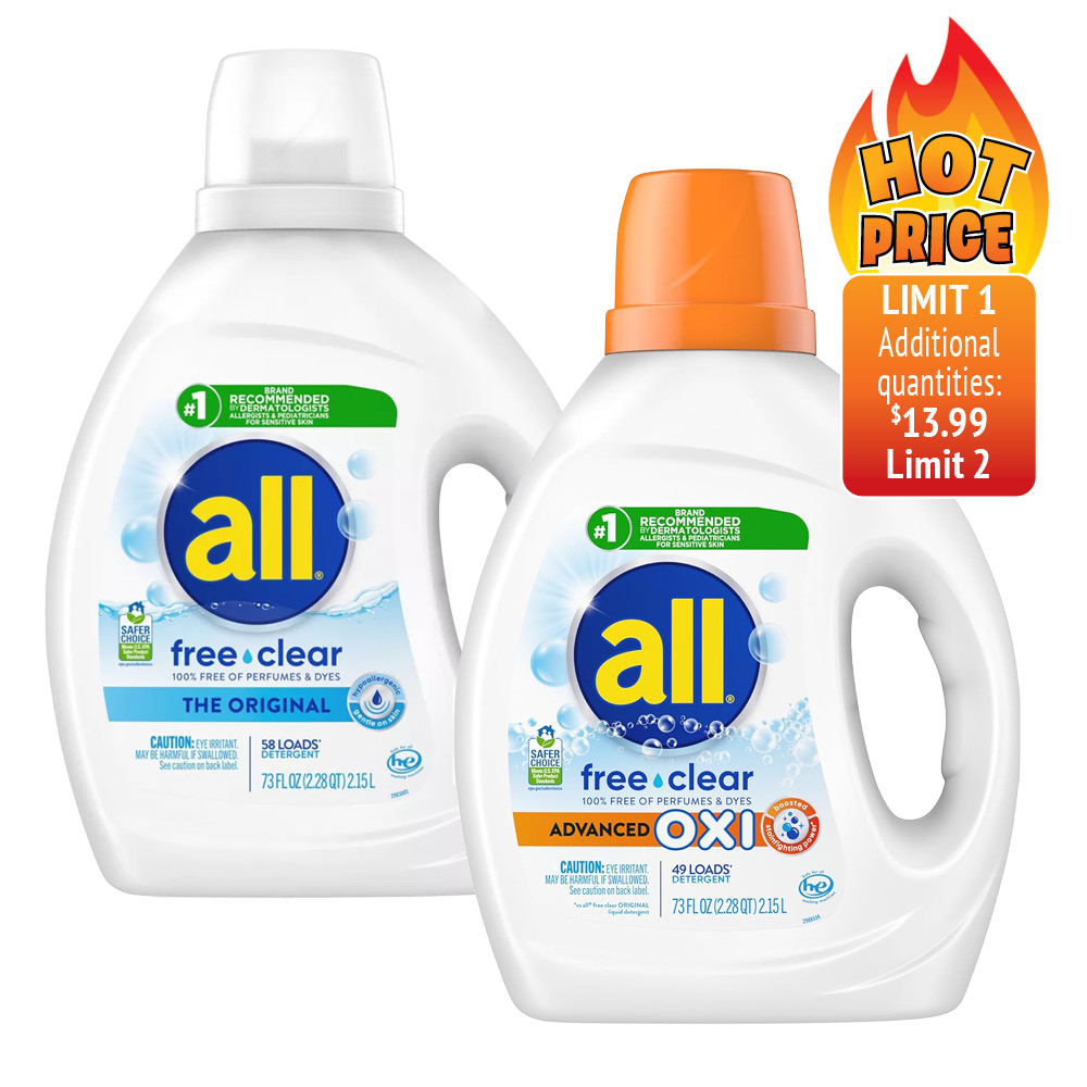 All Liquid Laundry Detergent 40 or 48 Load