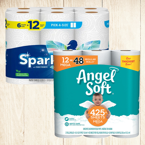 Sparkle Paper Towels or Angel Soft Bath Tissue