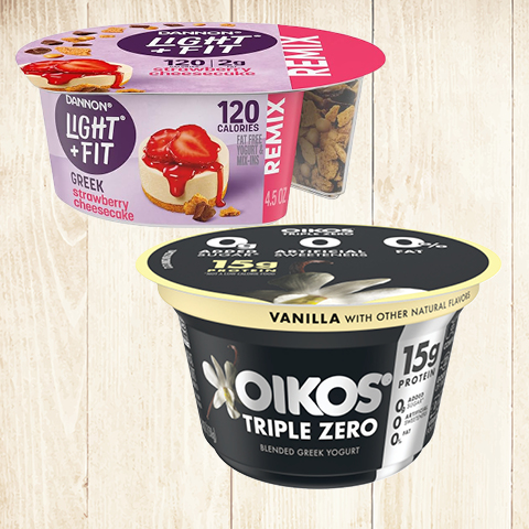 Dannon Light + Fit Remix, Oikos Triple Zero or Two Good Yogurt