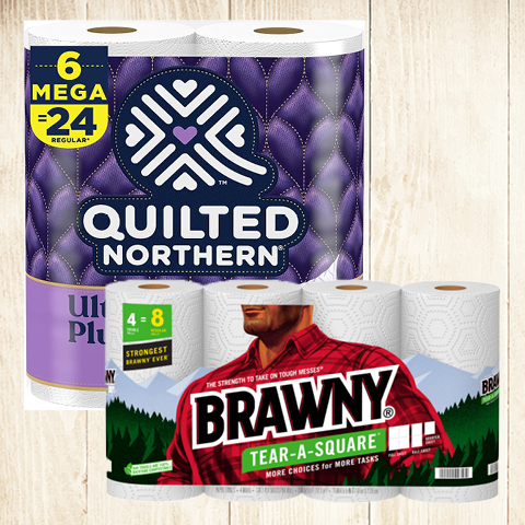 Qulted Northern Bath Tissue or Brawny Paper Towels