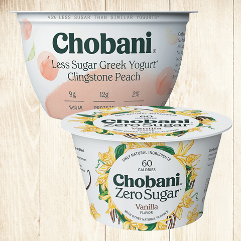 Chobani Less Sugar, Blended, Non-Fat or Zero Sugar Greek Yogurt